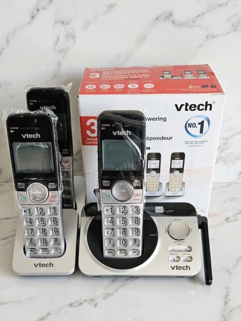 VTech CS5229-3 DECT 6.0 3-Handset Cordless Phone System with Answering Machine